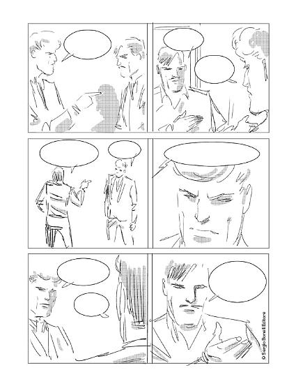 Storyboard di Luca Maresca per una tavola di Martin Mystère - Le Nuove Avventure a Colori n. 7, "Dalla Terra alla Luna".