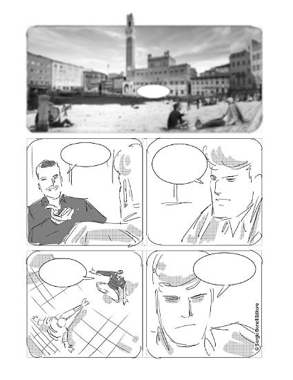 Storyboard di Luca Maresca per una tavola di Martin Mystère - Le Nuove Avventure a Colori n. 7, "Dalla Terra alla Luna".