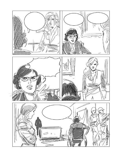 Storyboard di Luca Maresca per una tavola di Martin Mystère - Le Nuove Avventure a Colori n. 7, "Dalla Terra alla Luna".