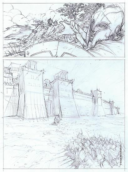 Le matite di una tavola di Tommaso Bianchi per "Il sangue dei mortali", Le Storie n. 58.