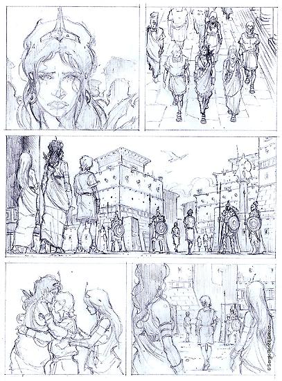 Le matite di una tavola di Tommaso Bianchi per "Il sangue dei mortali", Le Storie n. 58.
