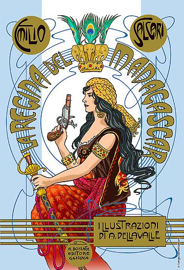 The fake cover of the fictitious novel by Emilio Salgari "La principessa del Madagascar"
