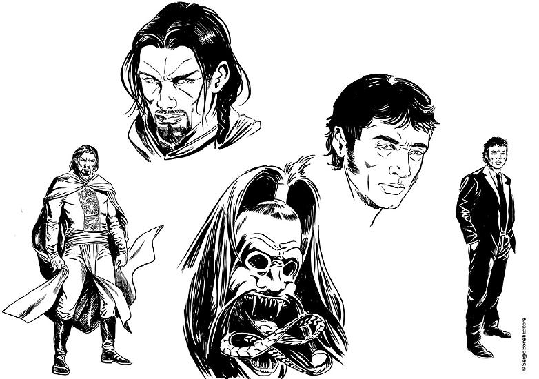 A sketch by Andrea Del Campo for the character of "Il figlio di Erlik Khan", Dampyr #210.