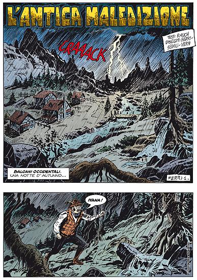A page by Gallieno Ferri from "L'antica maledizione", Color Zagor #5.