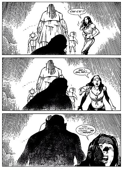 A page from "L'ombra del male". Script by Mauro Boselli, art by Stefano Andreucci.