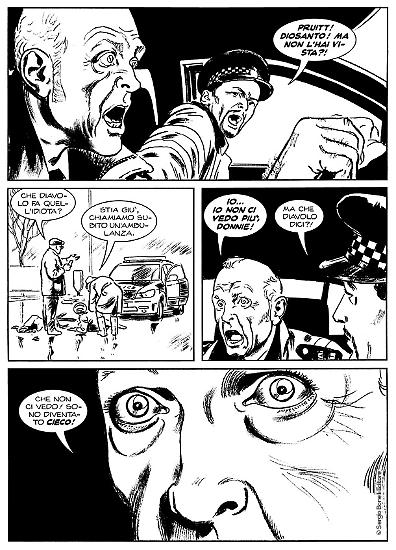 A page from "Il lato oscuro". Script by Alberto Ostini, art by Giulio Camagni.