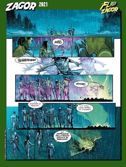 Zagor 2021 - The Flash/Zagor #0 art by Davide Gianfelice, colors by Luca Saponti.