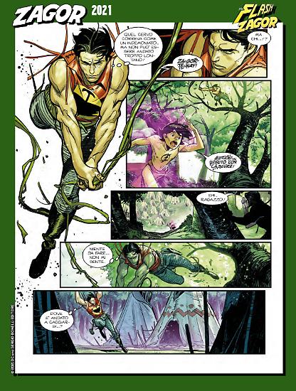 Zagor 2021 - The Flash/Zagor #0 art by Davide Gianfelice, colors by Luca Saponti.