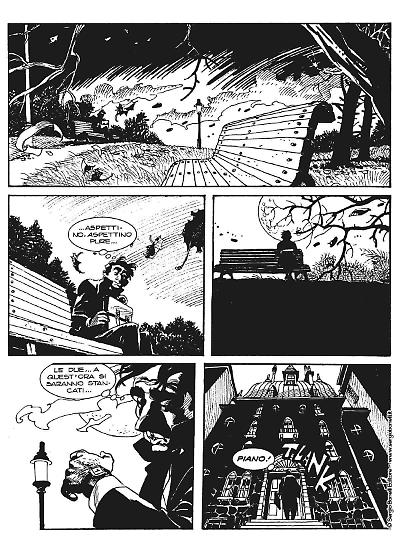 Una tavola di Giampiero Casertano da "Dylan Dog. L'inquilino del terzo piano". Testi di Tiziano Sclavi.
