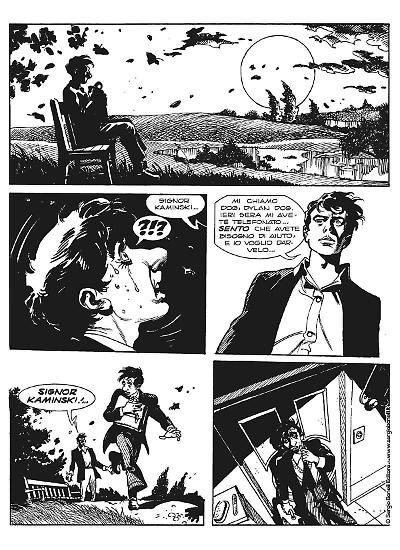 Una tavola di Giampiero Casertano da "Dylan Dog. L'inquilino del terzo piano". Testi di Tiziano Sclavi.